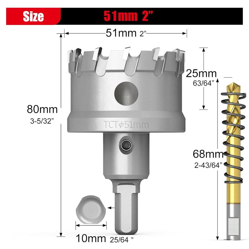 GSTK Upgrade Heavy Duty Carbide Hole Saw, Metal Steel Hole Saw Drill Bit,TCT Hole Cutter-Alloy Hardness Upgrade, Life Upgrade,Use for Stainless Steel, mild Steel, Iron, Copper,etc (51mm|2") - Image 2